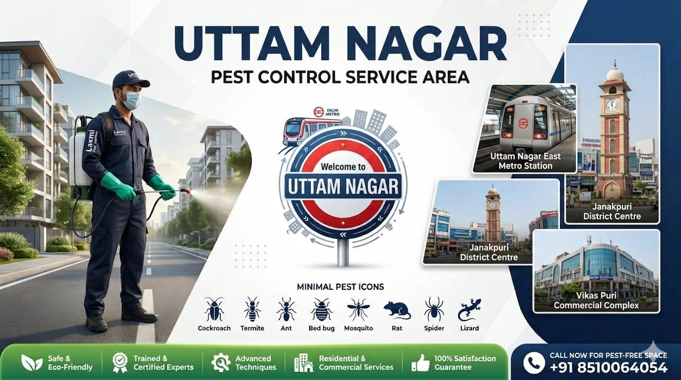 Affordable pest control services in Uttam Nagar, Delhi for termites,
cockroaches, bed bugs & mosquitoes. Call 8510064054.